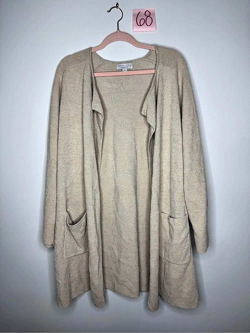 Barefoot Dreams Cozychic Ultra Lite Open Front Cardigan in Beige Size XL
